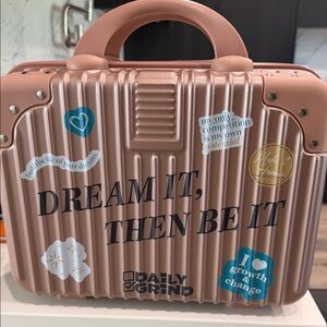 The Daily Grind Vision BoardPink Hard Shell Suitcase with Inspirational Stickers